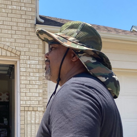 🖤Large La & Com Unisex Camo Design Adjustable Sun Hat with Neck Flap, Wide Brim - Picture 2 of 7